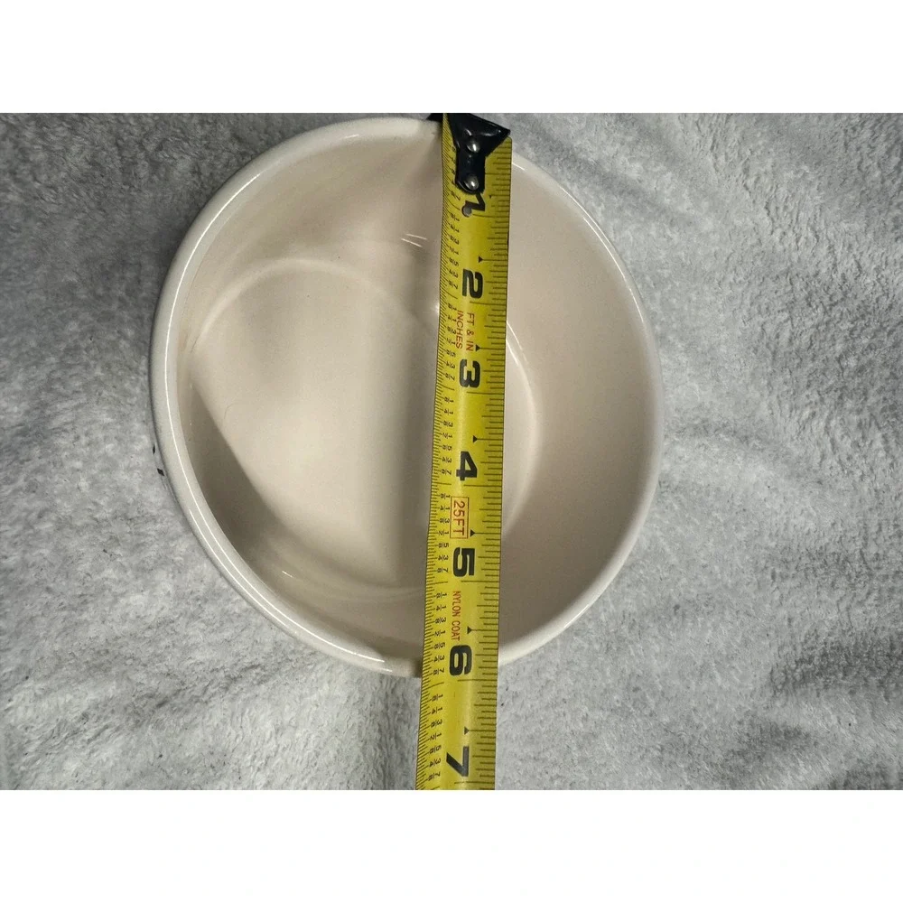 Rae Dunn WOOF Ceramic Dog Bowl Cream Black Artisan Collection by Magenta 6in